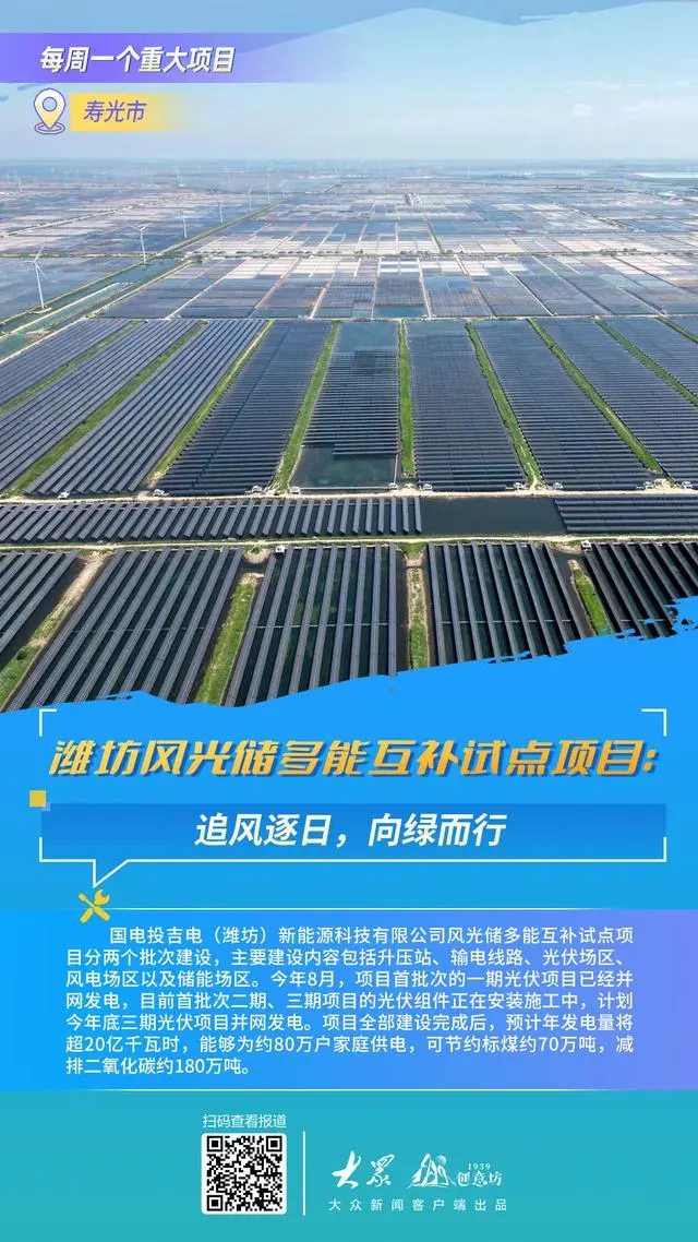 潍坊风光储多能互补试点项目：追风逐日，向绿而行
